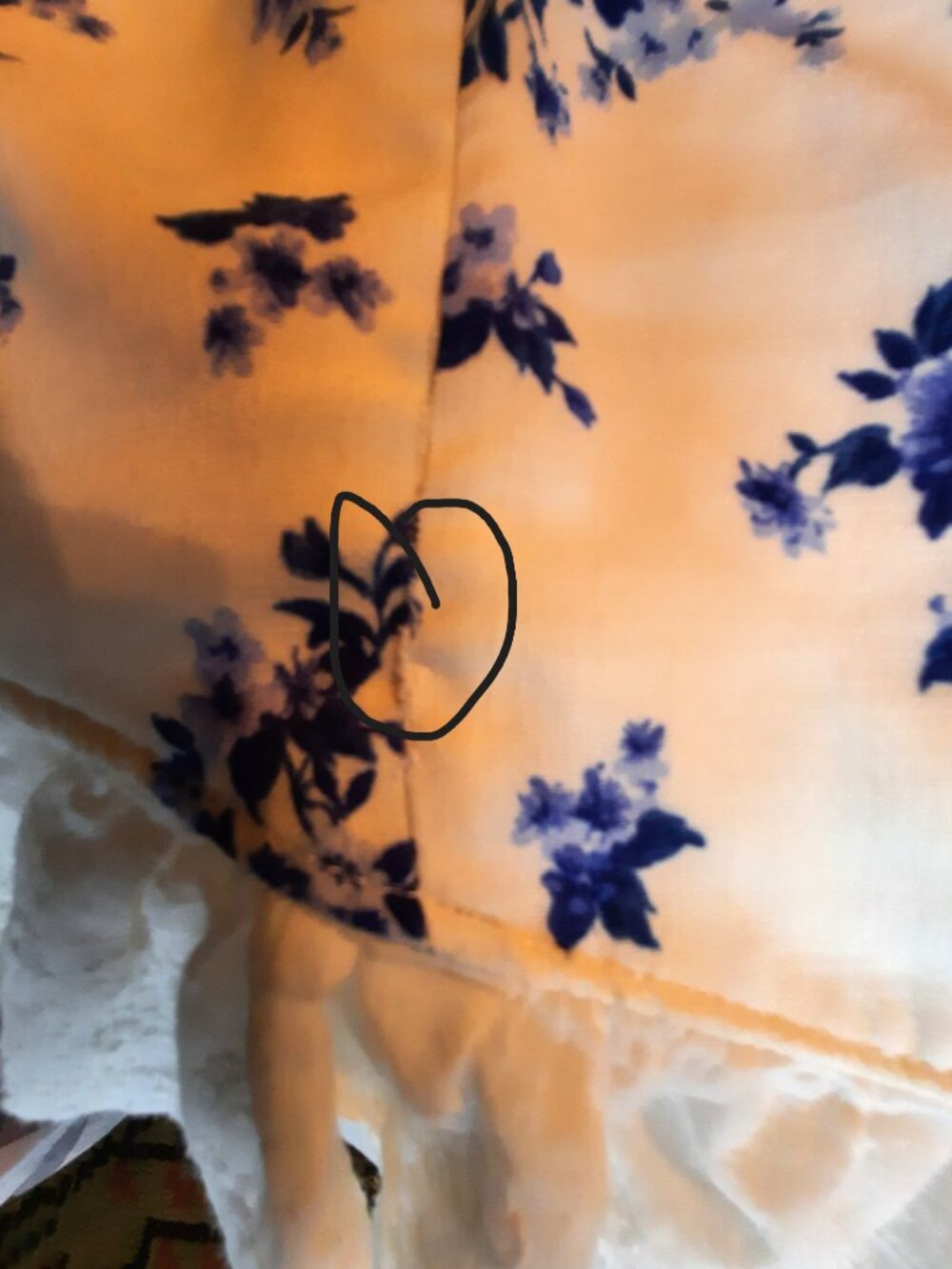 Blue Floral Lace Trim Cami – Cottagecore / Coquette Style.  Has flaw. - Picture 7 of 8